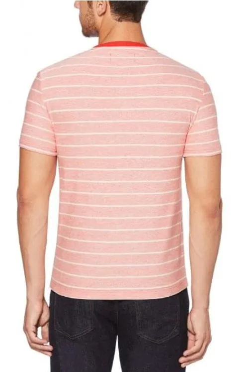 Original Penguin Reverse Plaited Feeder Stripe T-Shirt - Flame Scarlet