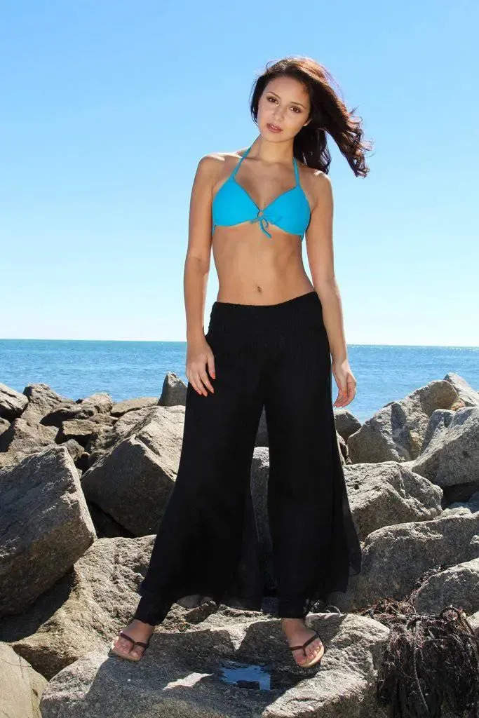 Palazzo Pants Wholesale with Smocked Belt | La Moda Beachwear