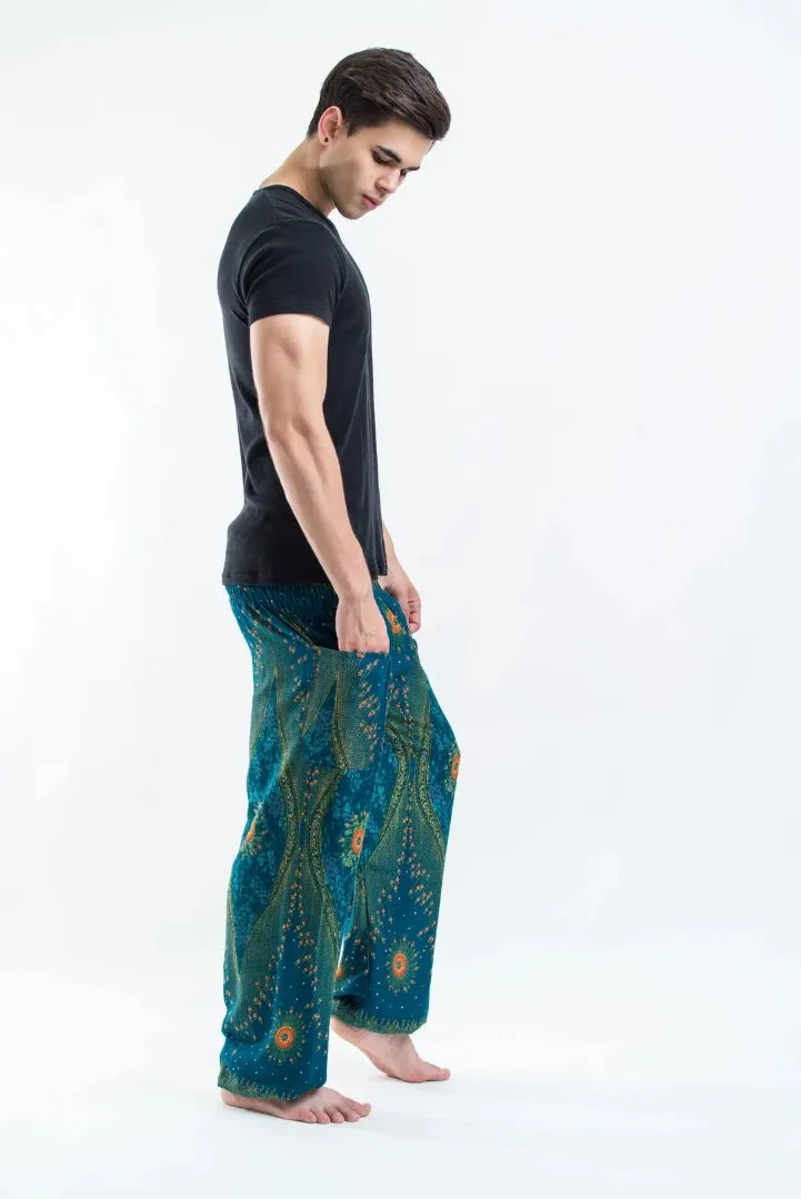 Peacock Eye in Turquoise / Unisex Harem Pants, Thailand