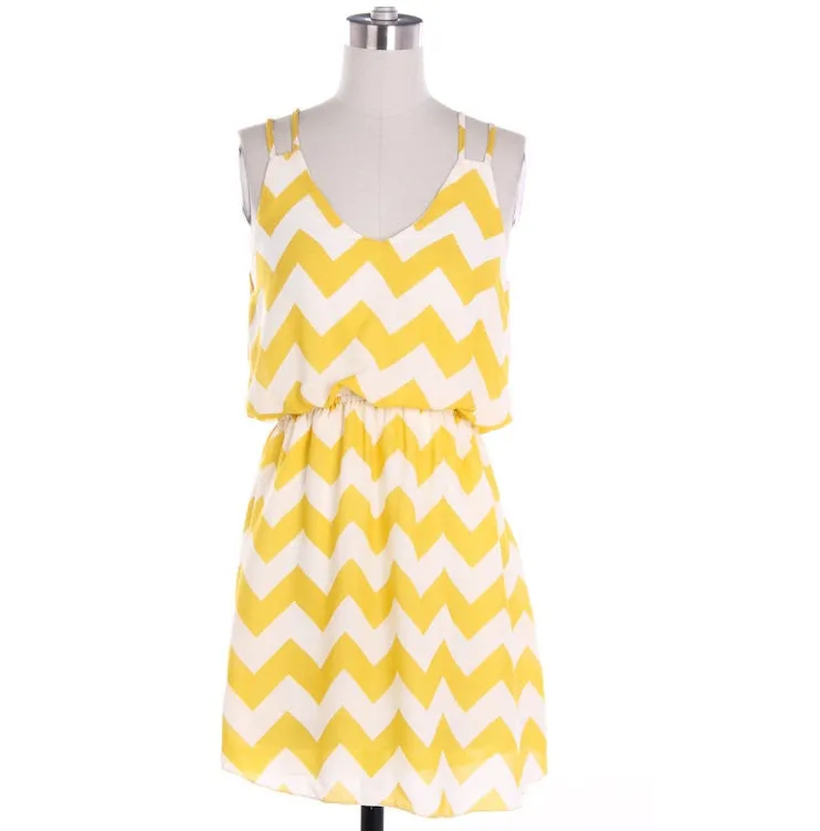 Pink Tank Top Chevron Dress
