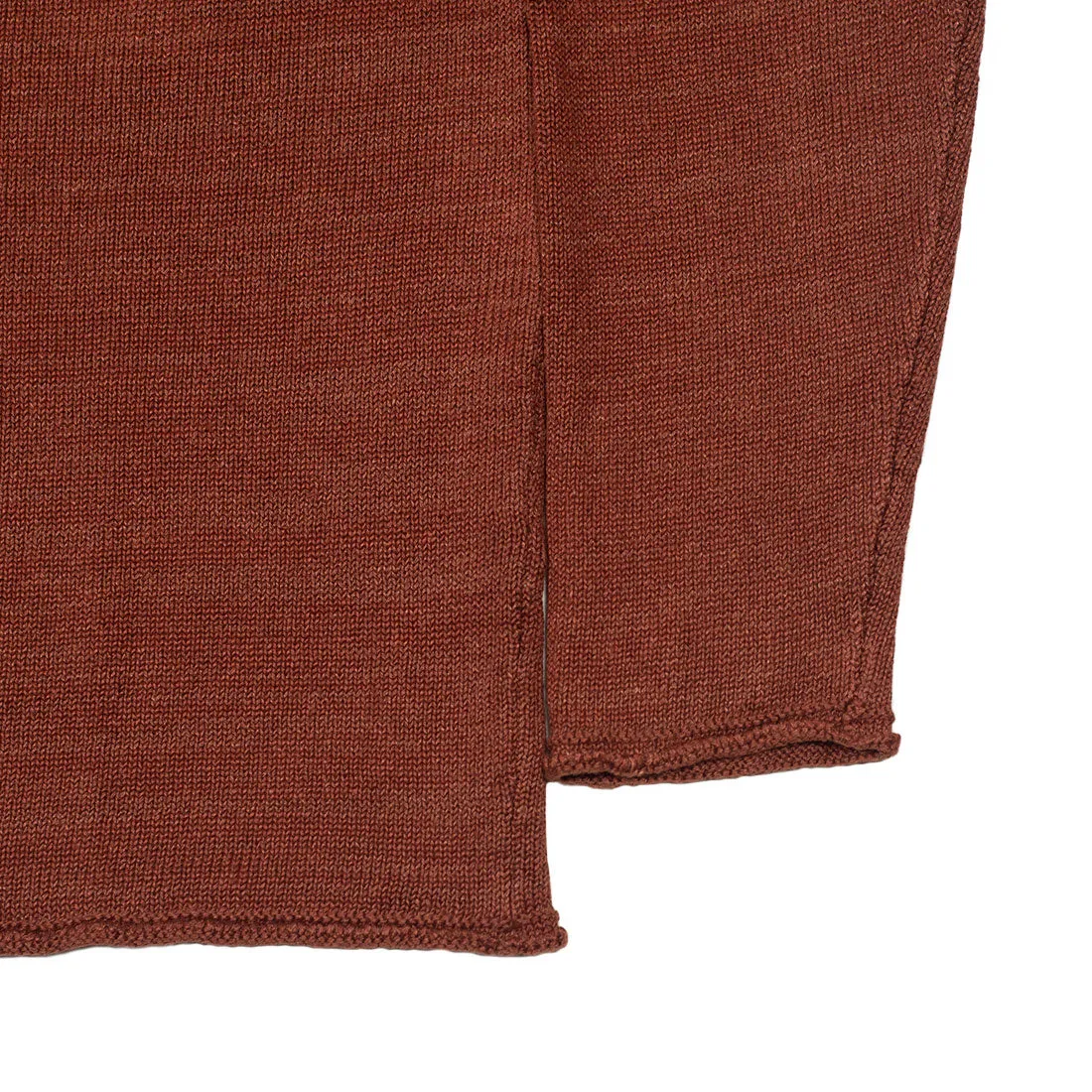 "Henna" rust color linen rolled edge tunic sweater