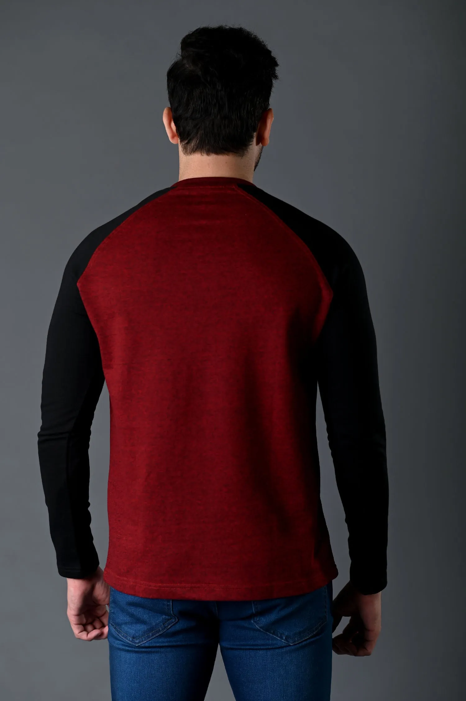 RAGLAN HENLEY - HEATHER RED