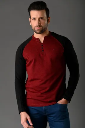 RAGLAN HENLEY - HEATHER RED