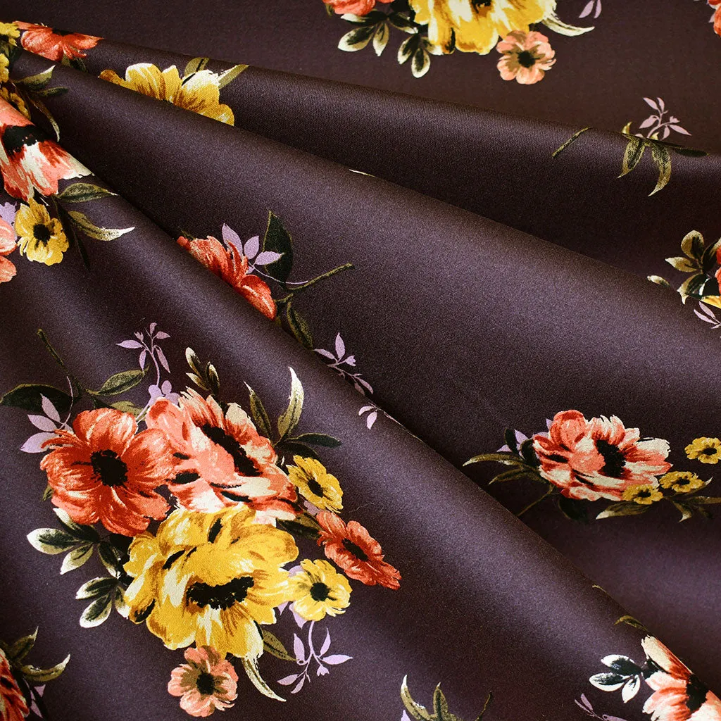 Romantic Autumn Floral Stretch Sateen Plum