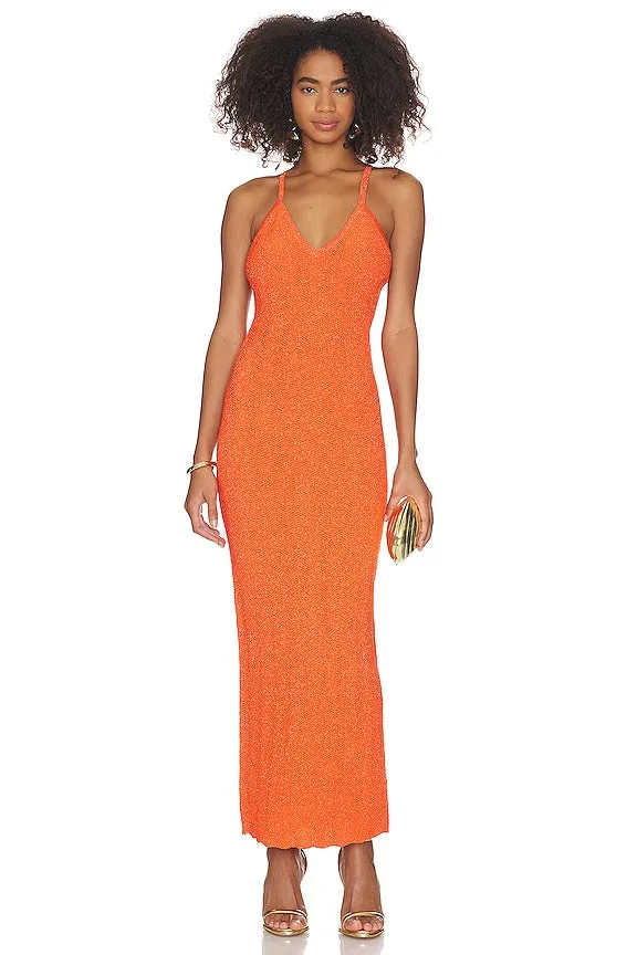 Ronny Kobo Daylann Knit Dress in Tangerine