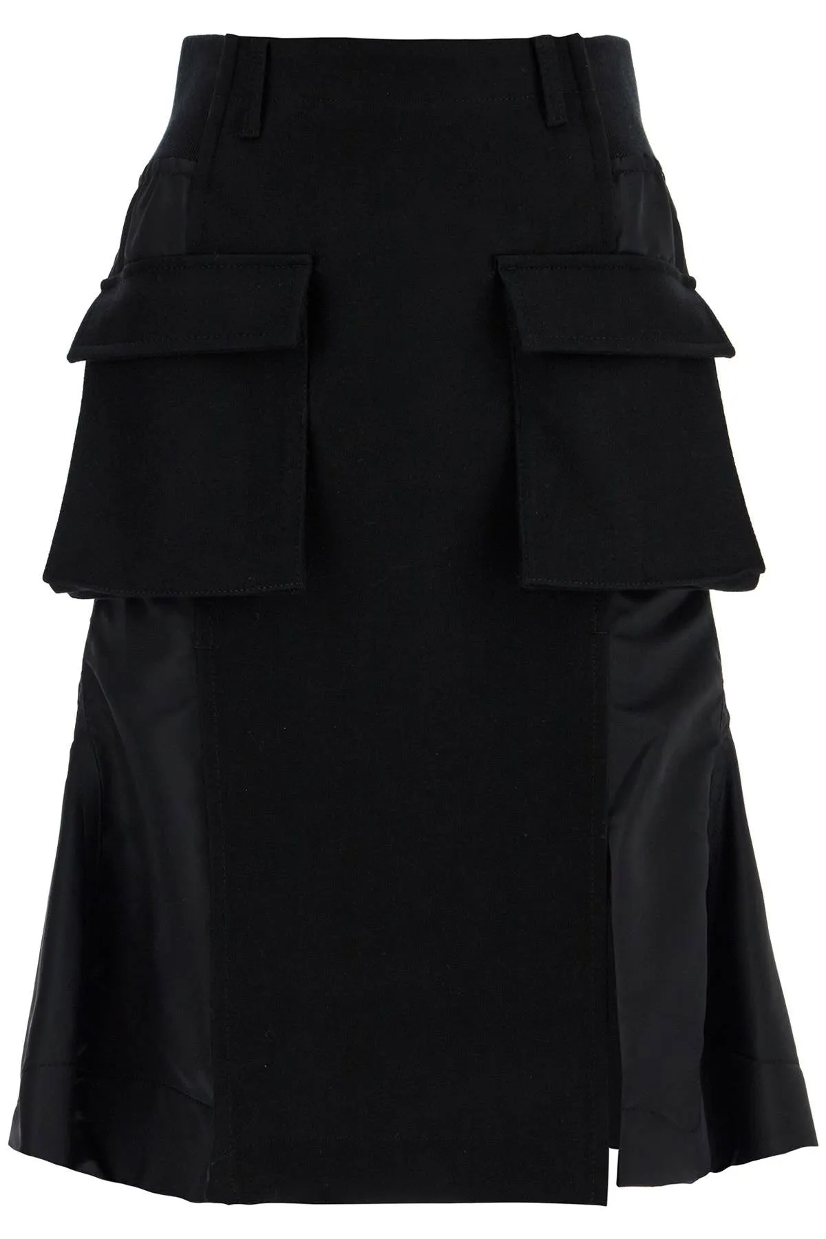 Sacai Hybrid Nylon And Wool Skirt