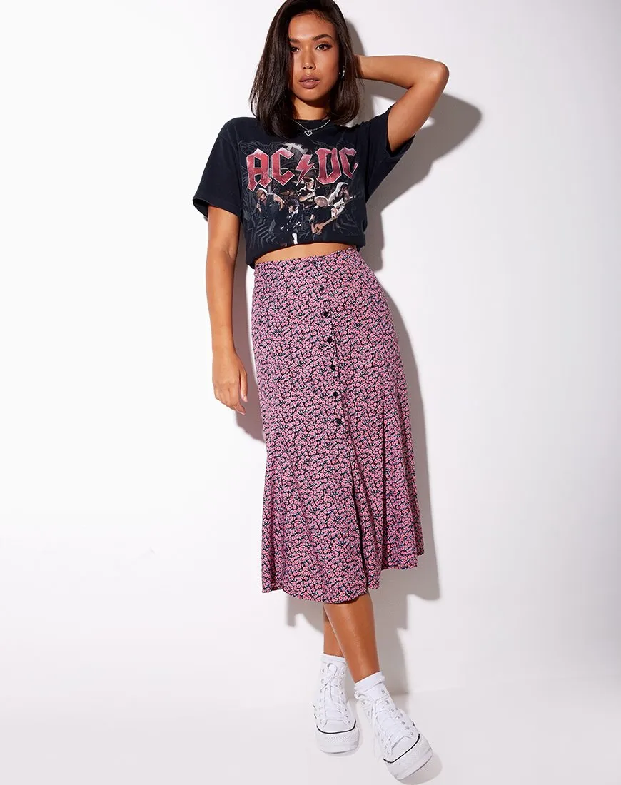 Sanya Midi Skirt in Floral Fun Pink