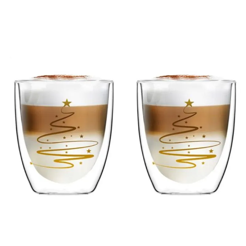 Set Of 2 Latte Double Wall Glasses 250ml