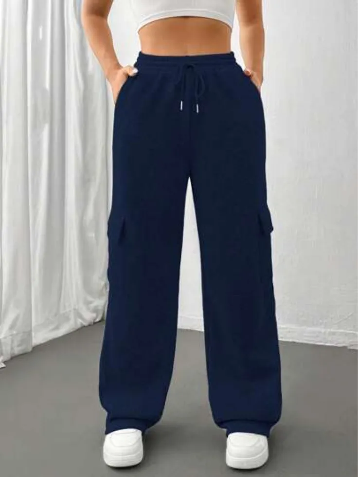 SGW - Navy Blue High-Waisted Cargo Trousers