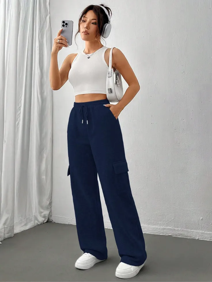 SGW - Navy Blue High-Waisted Cargo Trousers