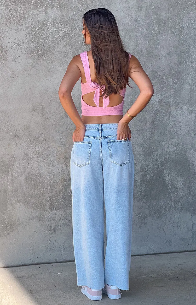 She's Yours Vintage Blue Denim Wide Leg Boyfriend Jeans