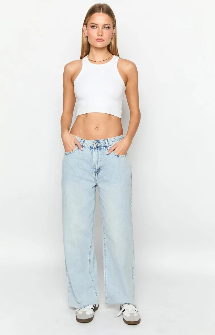 She's Yours Vintage Blue Denim Wide Leg Boyfriend Jeans