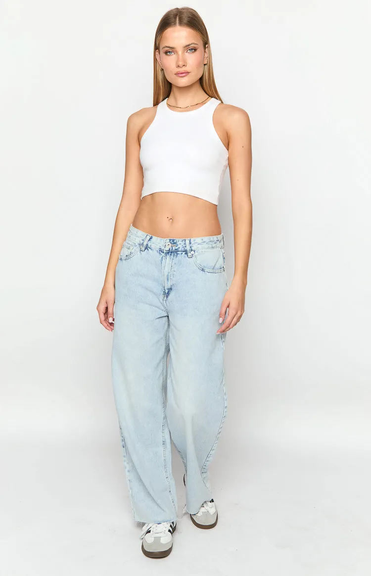 She's Yours Vintage Blue Denim Wide Leg Boyfriend Jeans