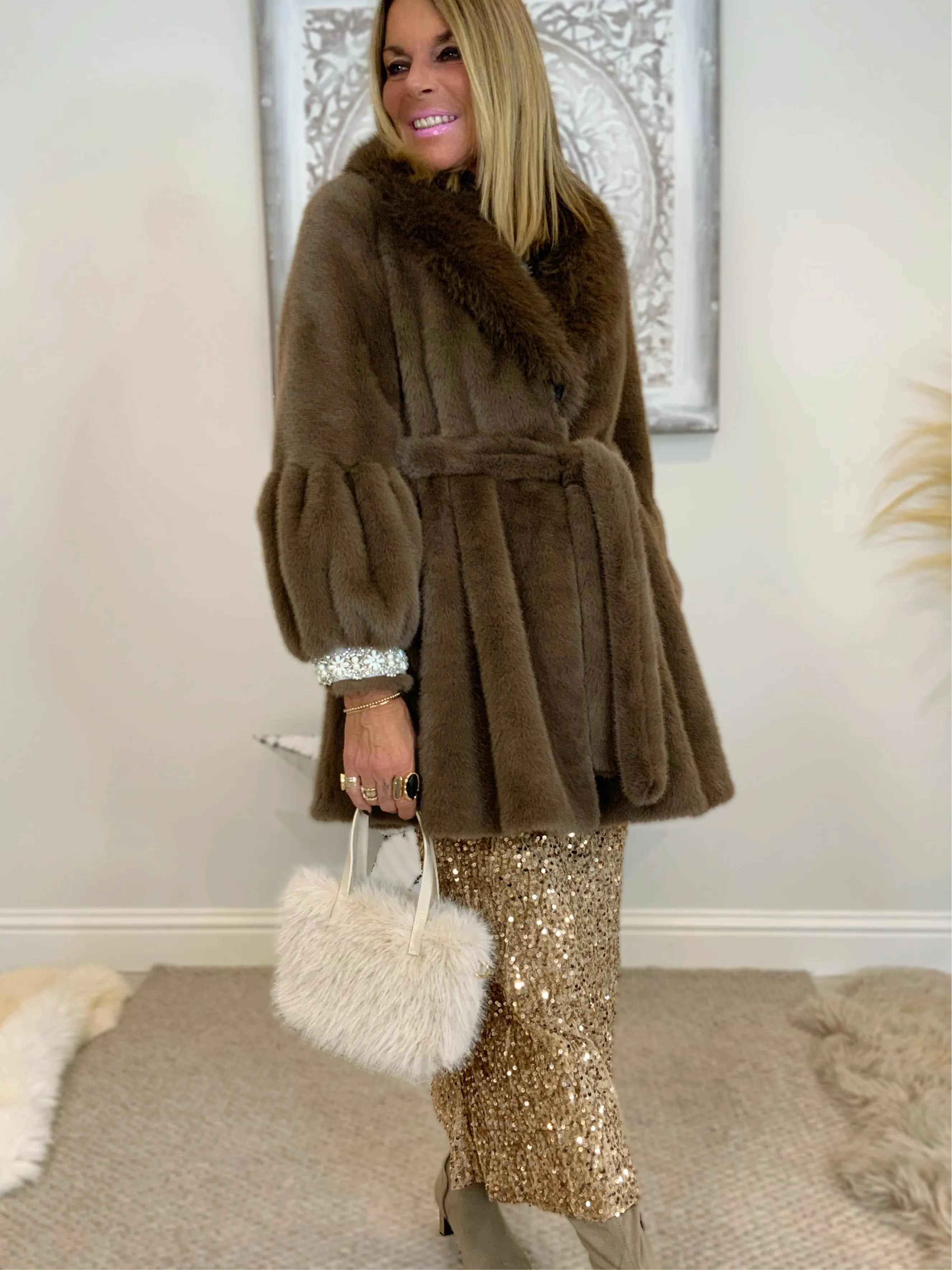 Simone Faux Fur Swing-Coat