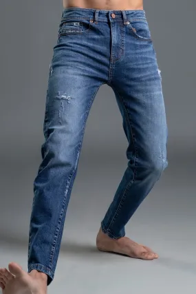 Skinny Mid Rise Jeans (Blue) (Dark horse )