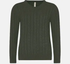 Skovhuus - Cotton Cable Knit Sweater in Army Green