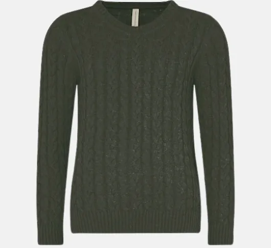 Skovhuus - Cotton Cable Knit Sweater in Army Green