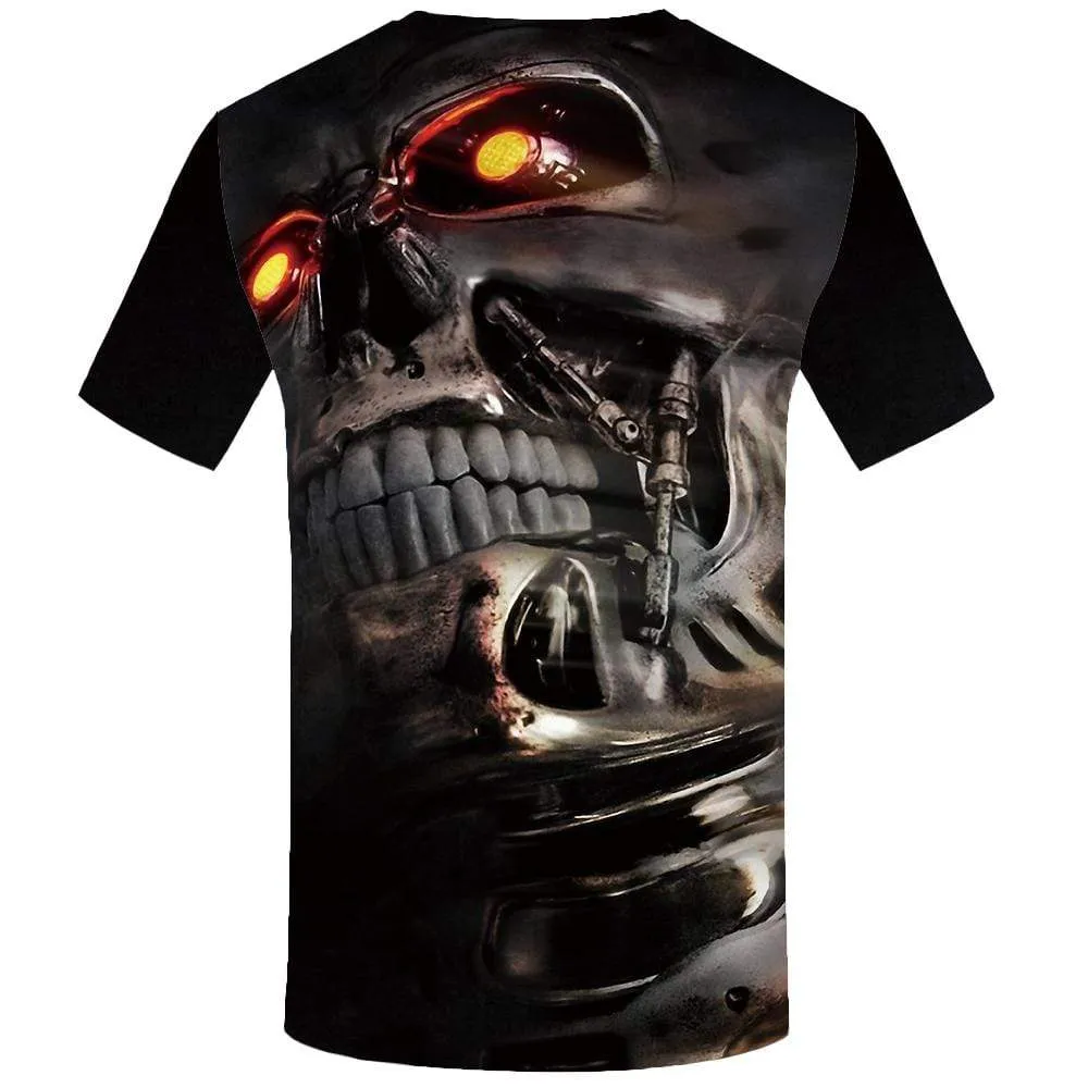 Skull T shirt Men Motorcycle Tshirt Anime Metal T shirts Funny Mechanical Tshirts Print Punk Rock T-shirt 3d Mens Fashion Casual