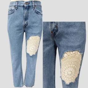 SS24 Upcycled / Reworked Crochet Denim Pants