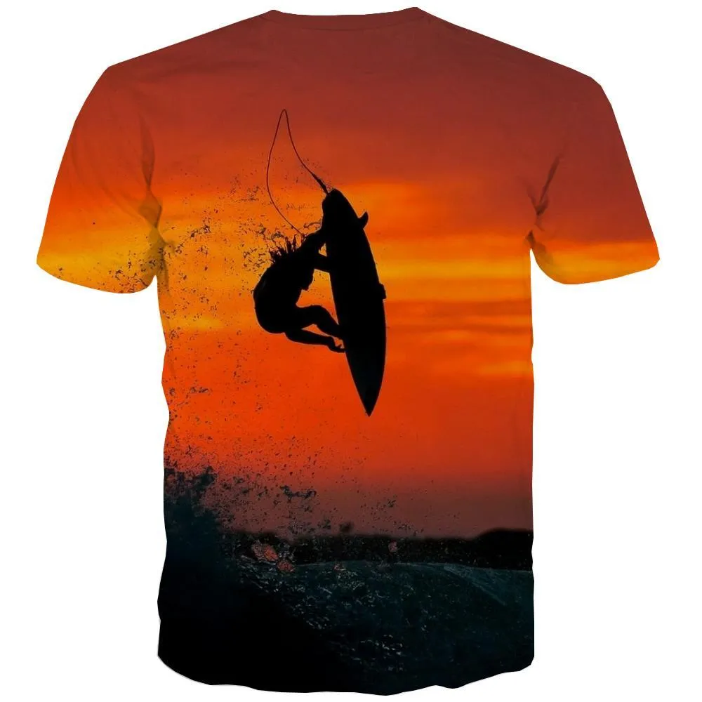 surf T shirts Men The sea T-shirts 3d sport Shirt Print Cool T-shirts Graphic