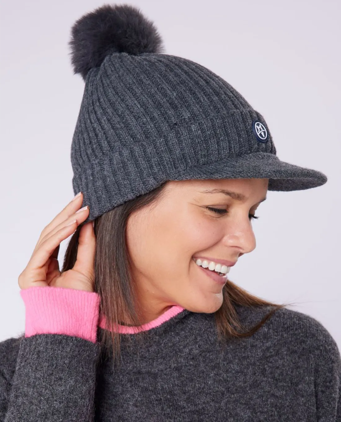 SWING OUT SISTER Polly Peak Bobble Hat Ultimate Grey