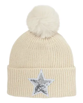 SWING OUT SISTER Star Bobble Hat Bleached Sand