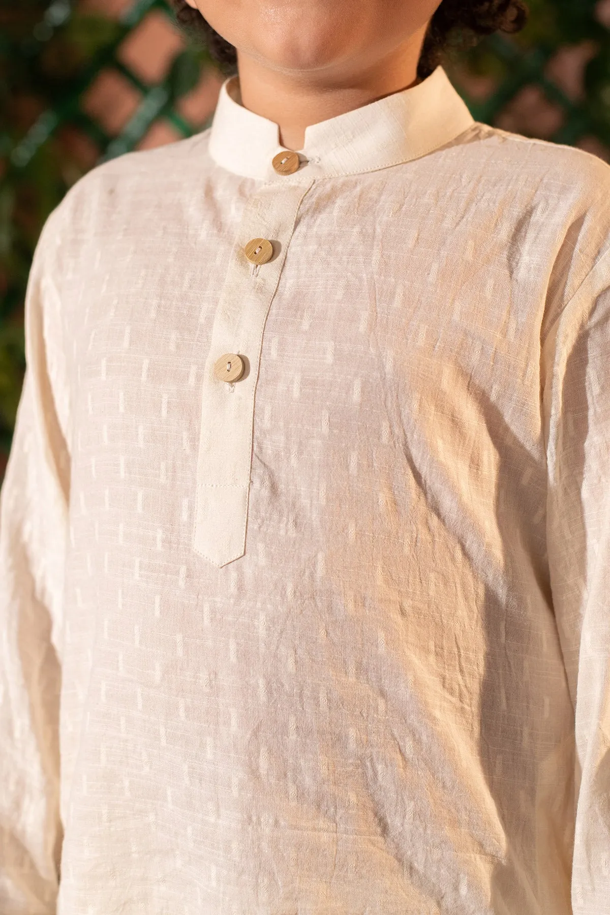 Tad - 

Organic Cotton Dobby Cream Kurta Trouser Set