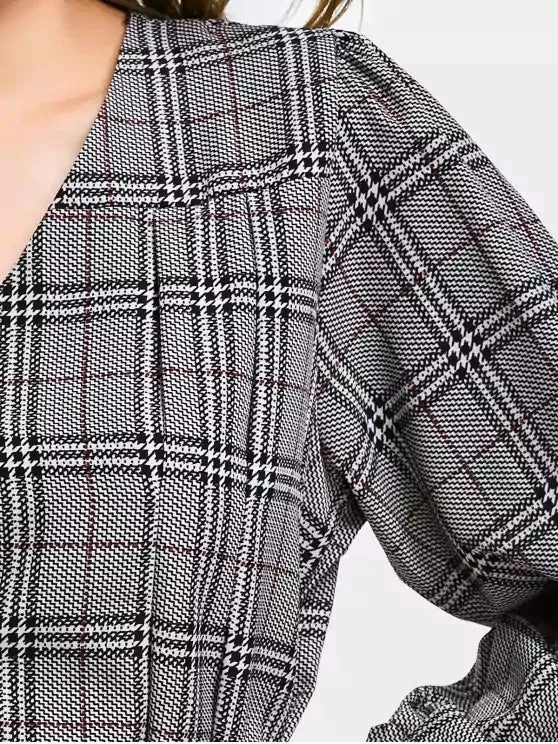 TastyHottie - Cheap Belted Button Up Checked Shirt Dress