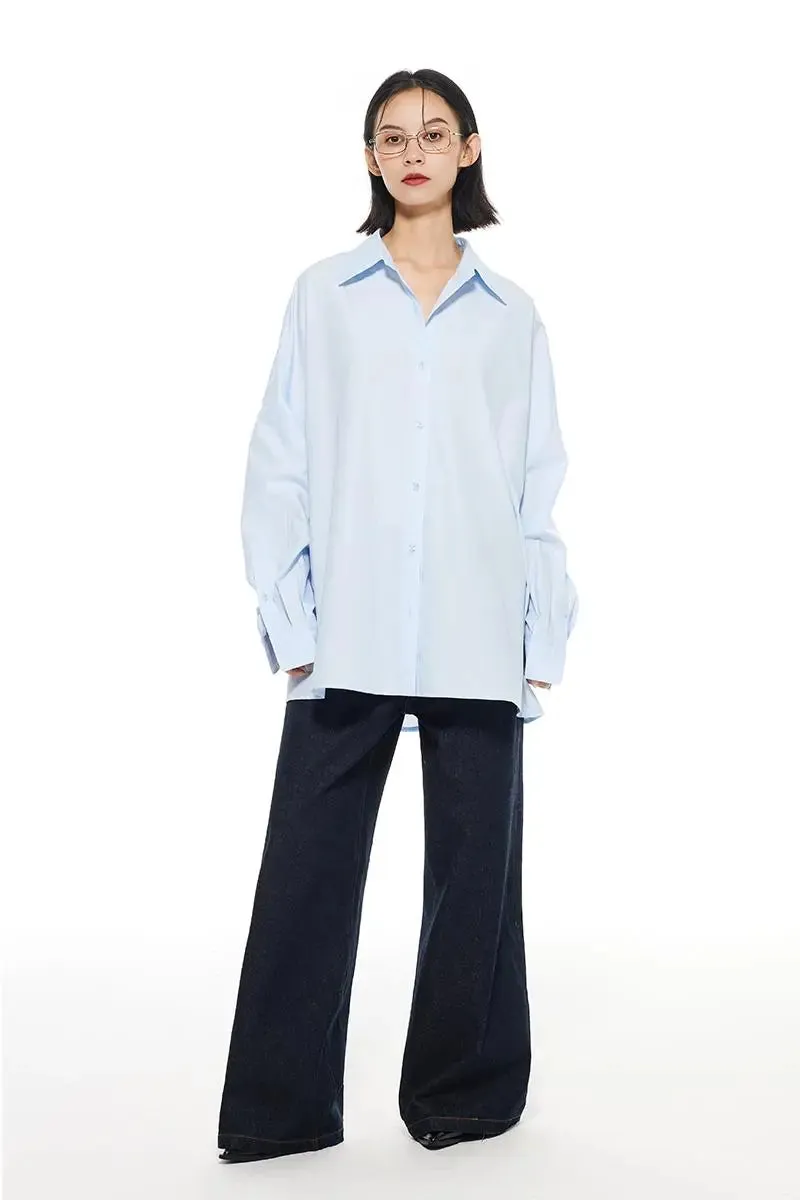 Tencel Blend Oversized White Shirt