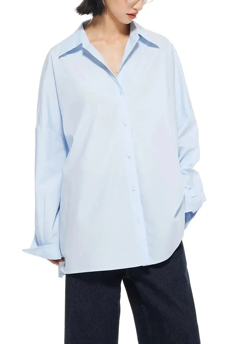 Tencel Blend Oversized White Shirt