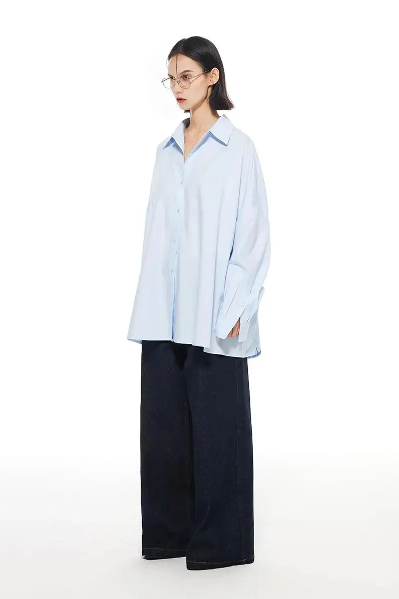 Tencel Blend Oversized White Shirt