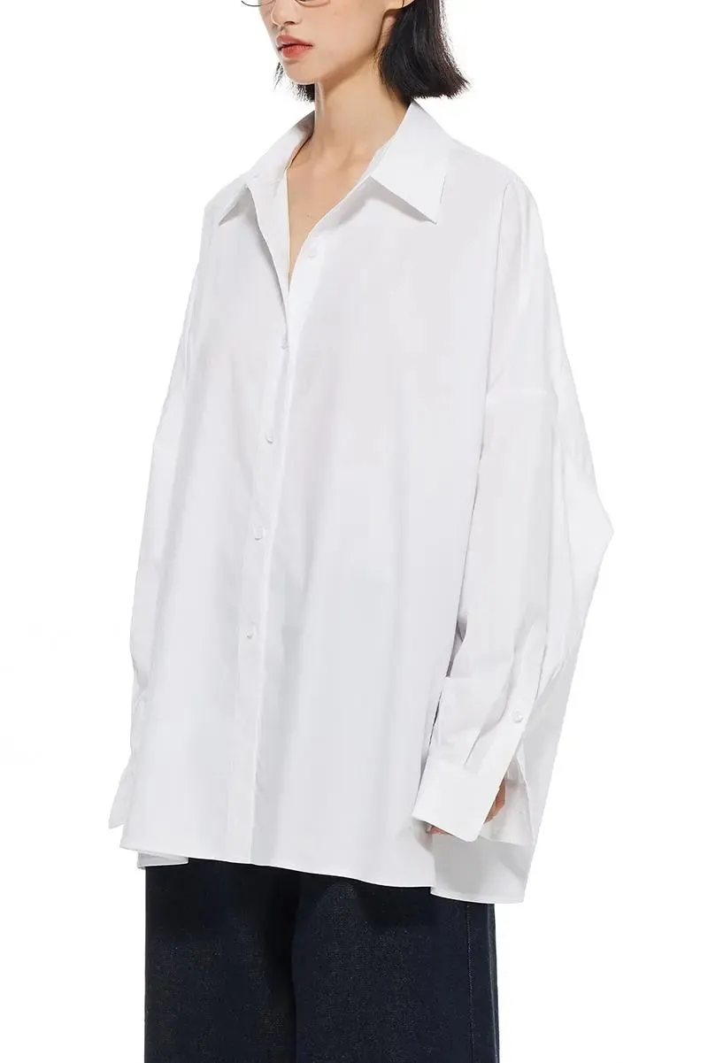 Tencel Blend Oversized White Shirt