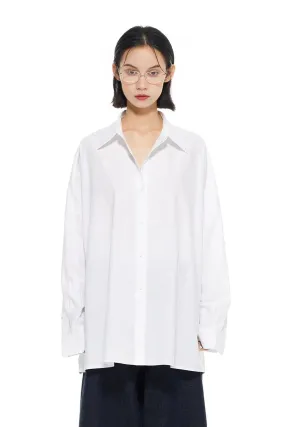 Tencel Blend Oversized White Shirt