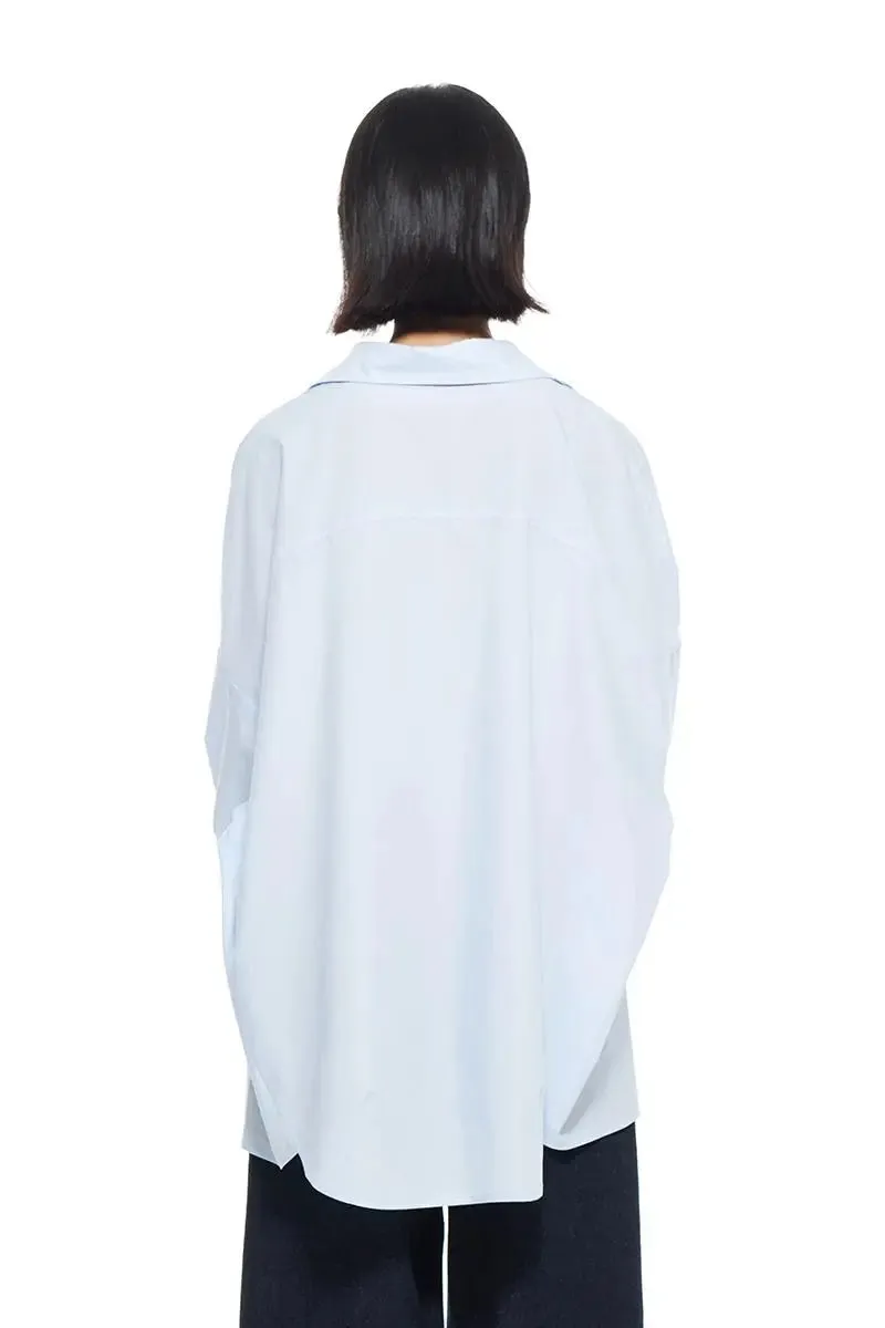 Tencel Blend Oversized White Shirt