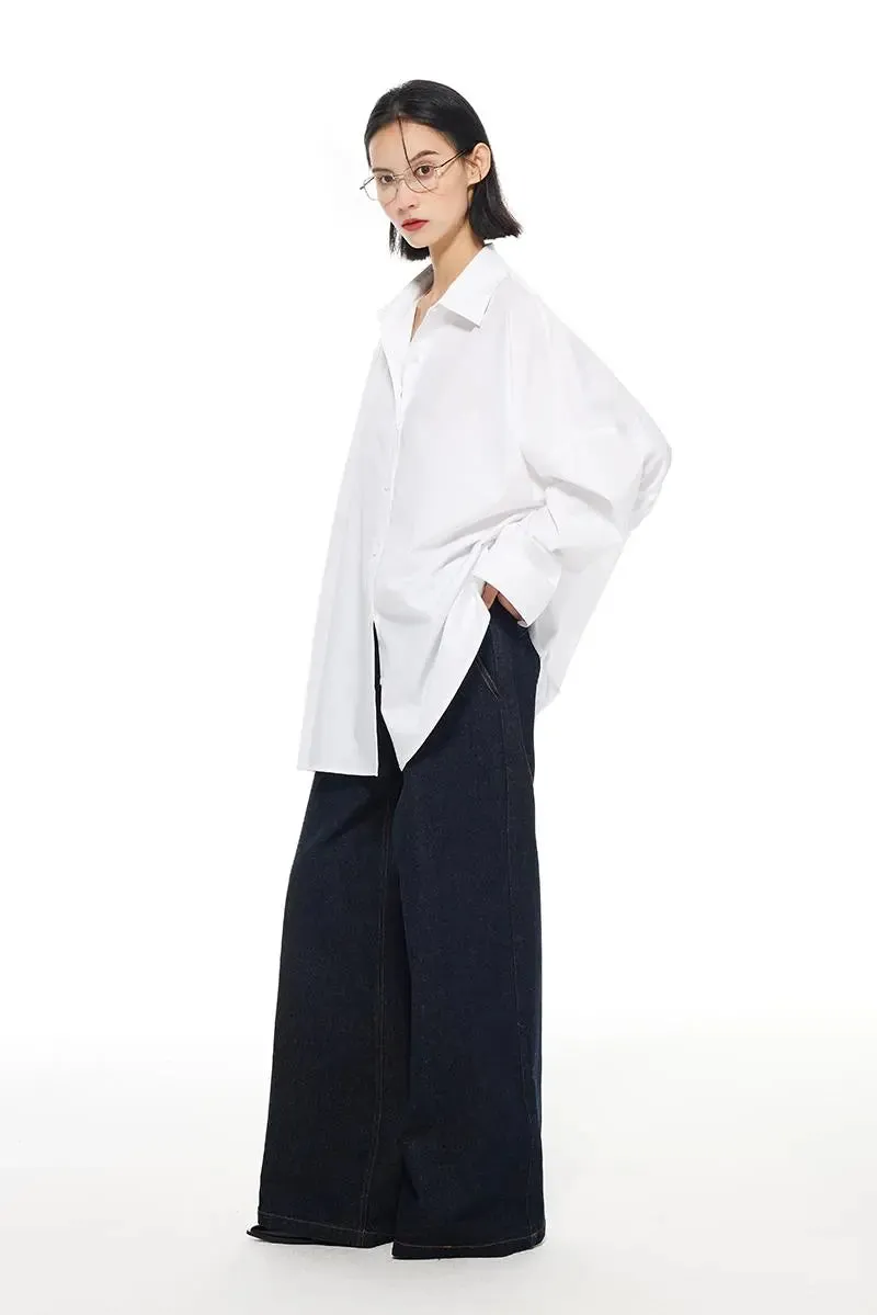 Tencel Blend Oversized White Shirt