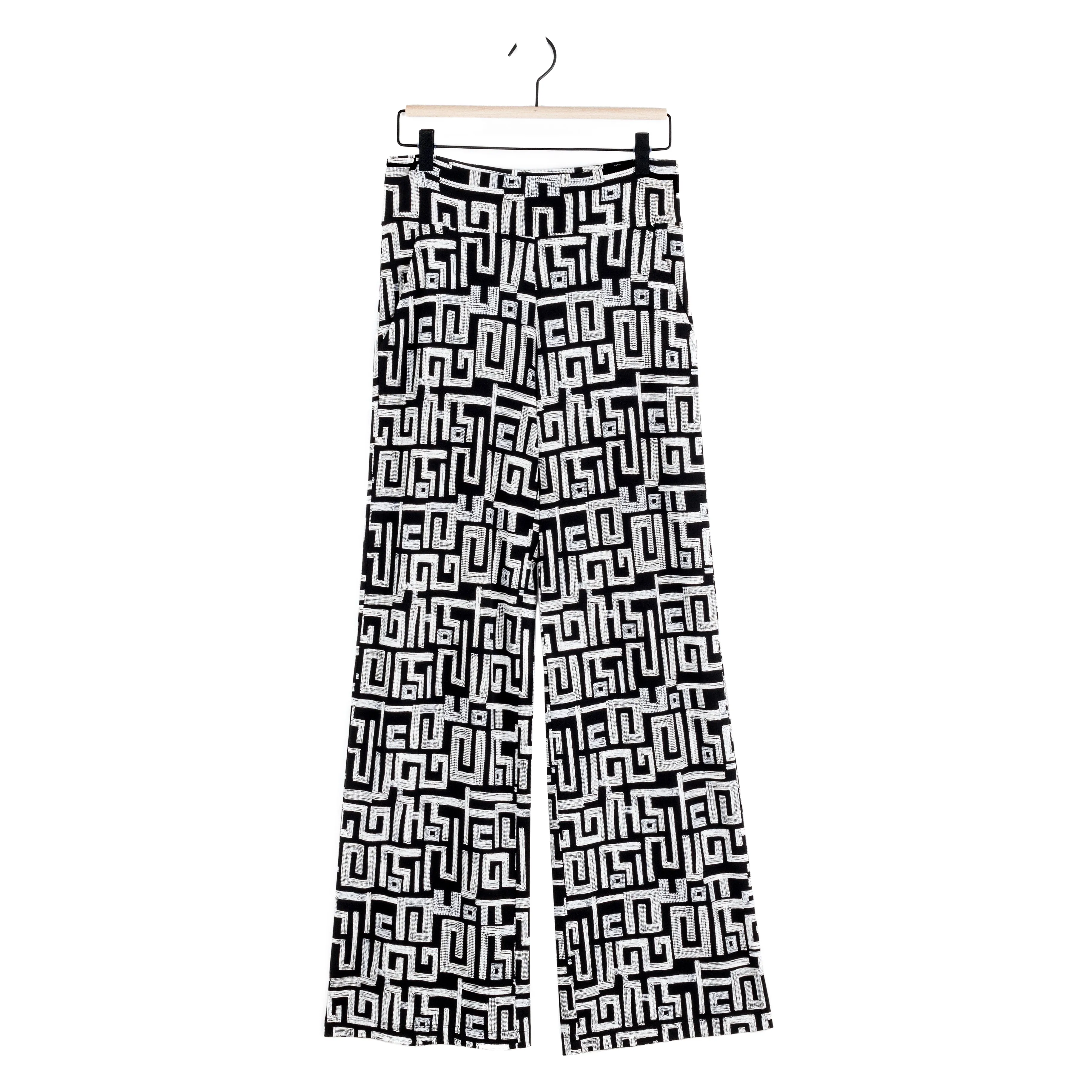 Textured Wide Leg Pocket Pant - Greek Key