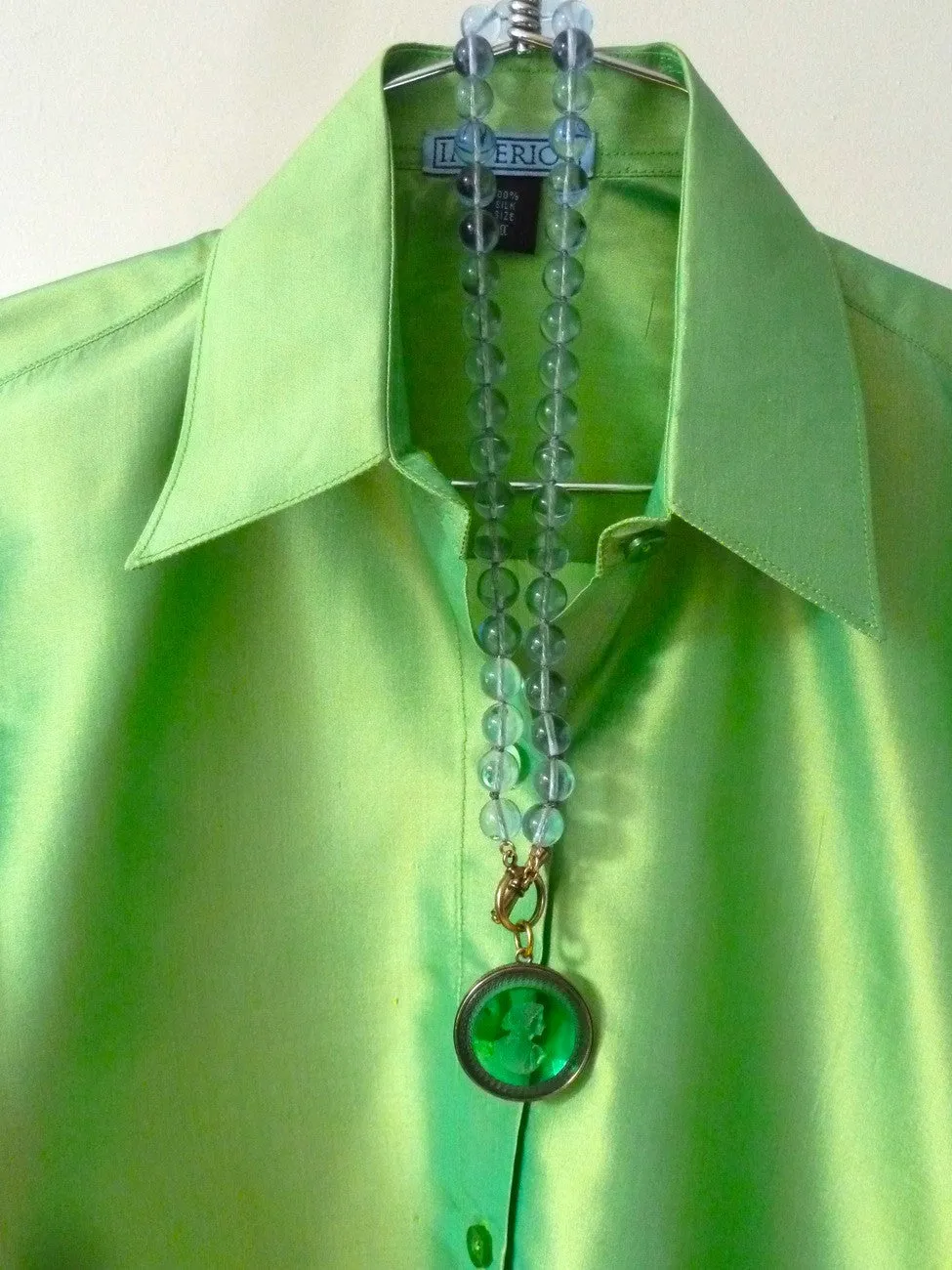 Thai Silk Button Down Shirt Peridot