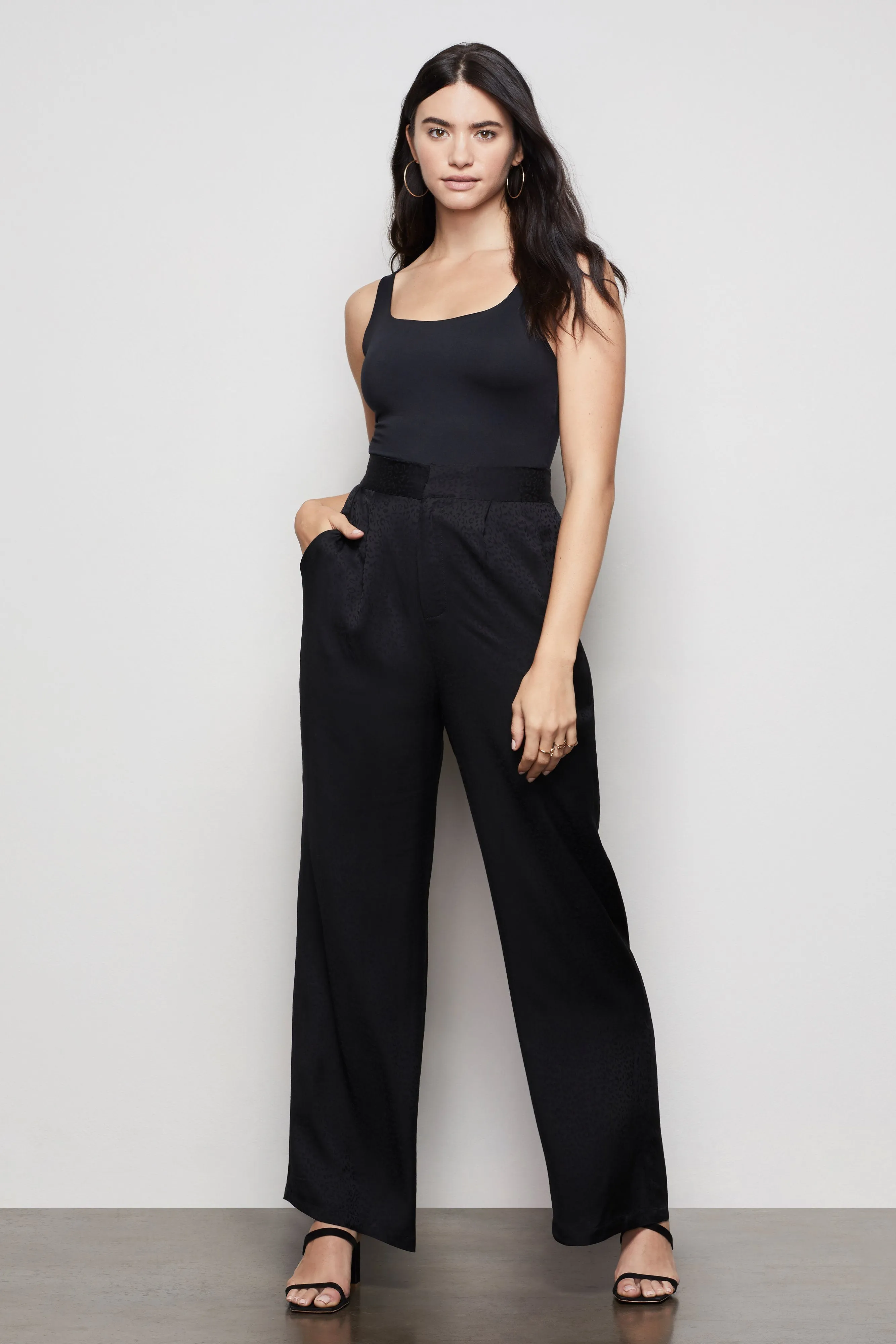 THE 80S JACQUARD WIDE LEG PANT | BLACK001