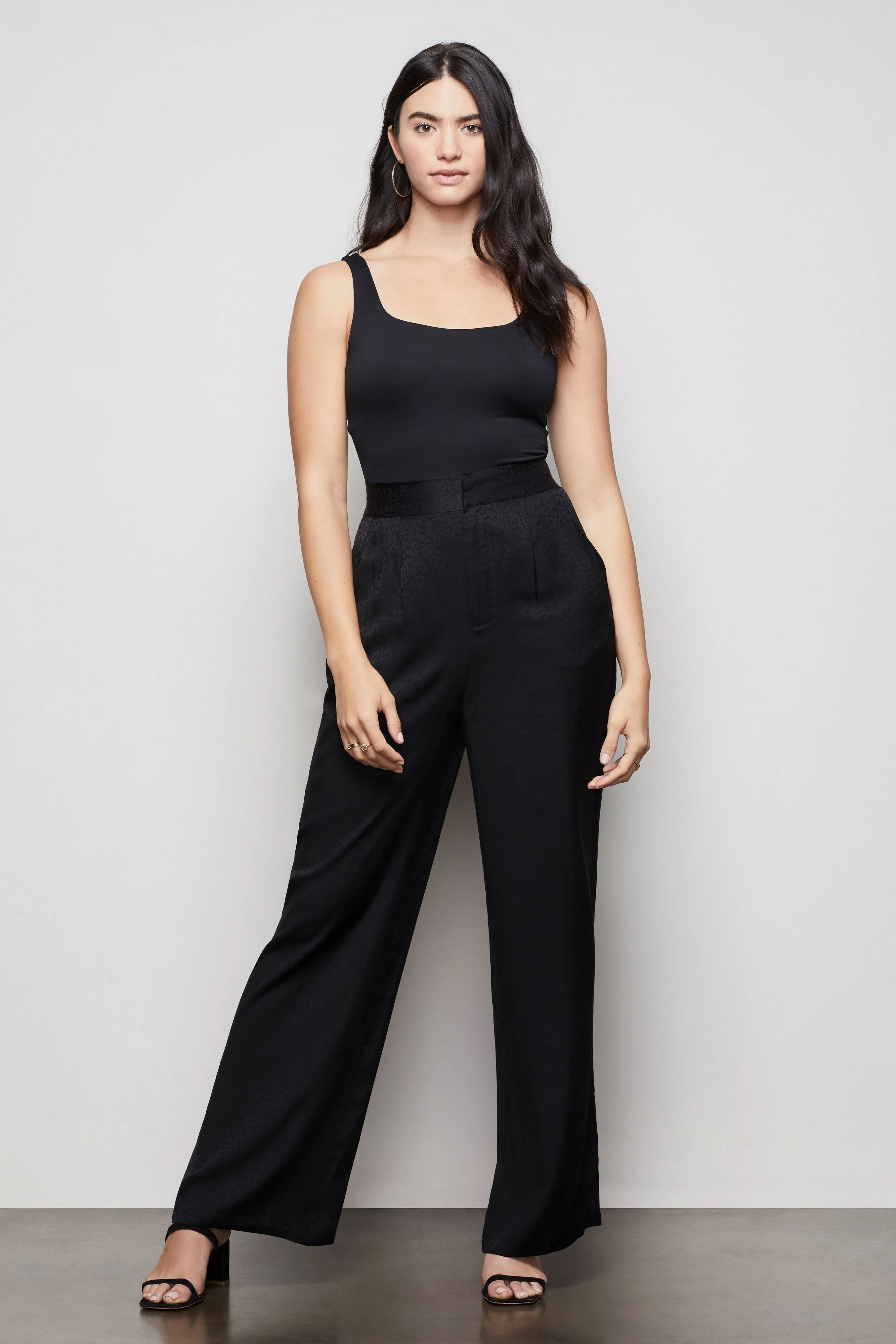 THE 80S JACQUARD WIDE LEG PANT | BLACK001