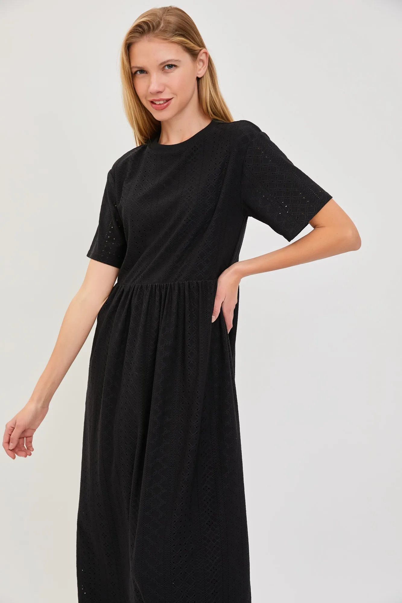 The Bonnie Knit Peplum Dress in Black