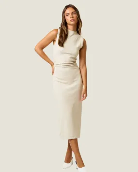 The Sara: Cream Sleeveless Midi Dress