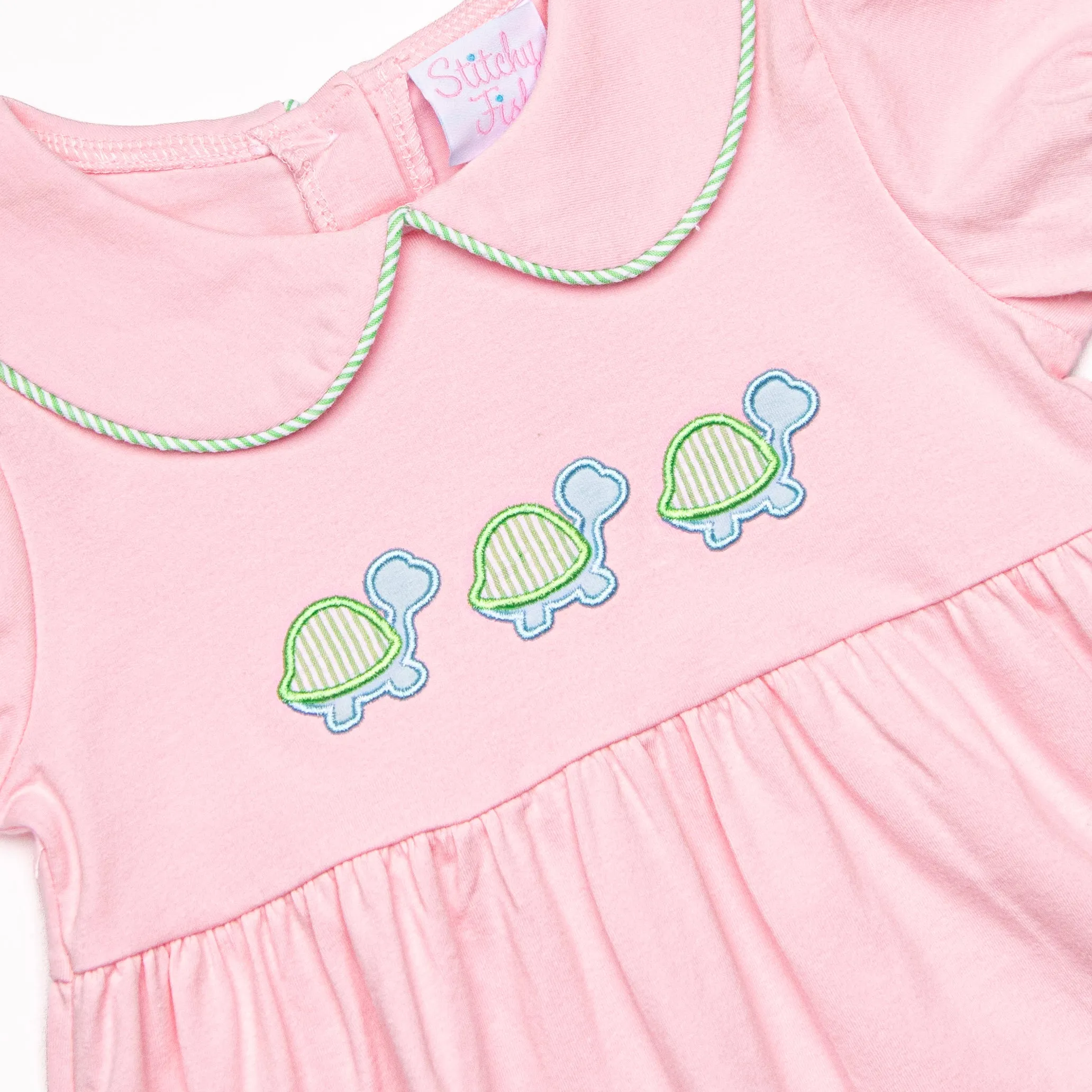 Turtle Trio Applique Dress, Pink