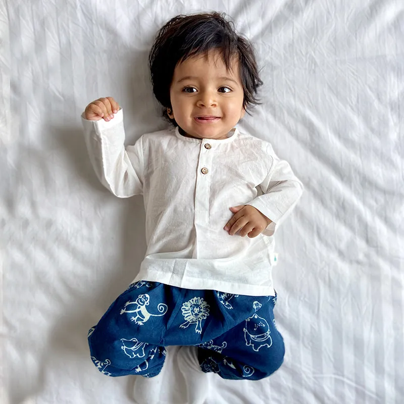 UNISEX ORGANIC ZOO BAG - ZOO & WHITE KURTA   ZOO PANTS