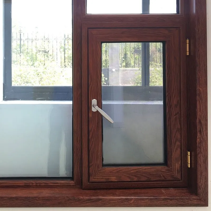 United States elegant Tilt and turn with wood grain finishing thermal insulated aluminum window with double glass