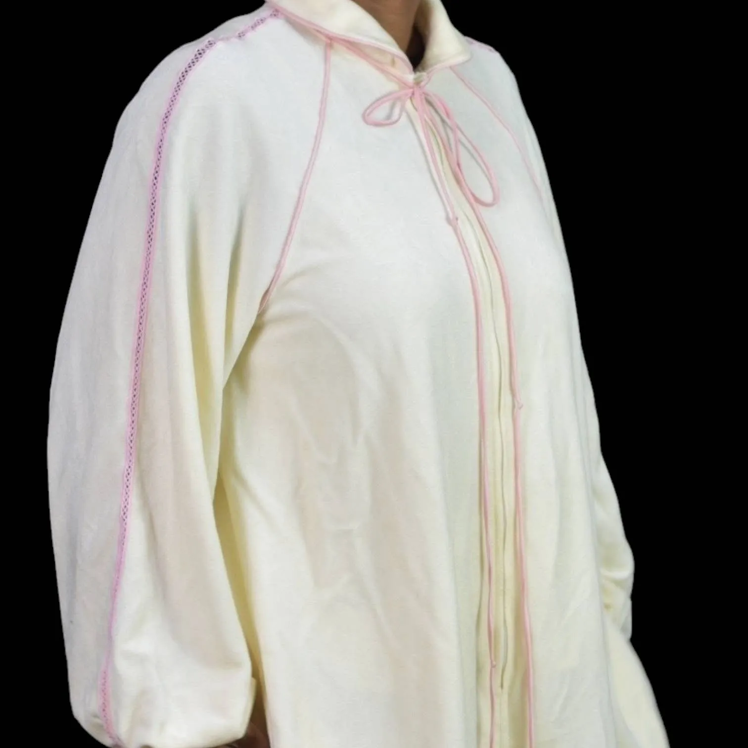 Vintage Bill Tice Velour Robe Off Cream White Housecoat Loungewear Caftan Size Large