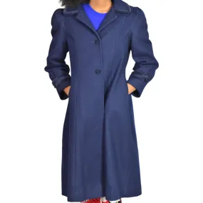 Vintage Rothschild Wool Coat Blue Navy Velvet Bow Dressy Puffy Sleeves Peacoat Size 12 Girls