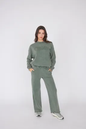 Vintage Wide Leg Sweatpants - Khaki