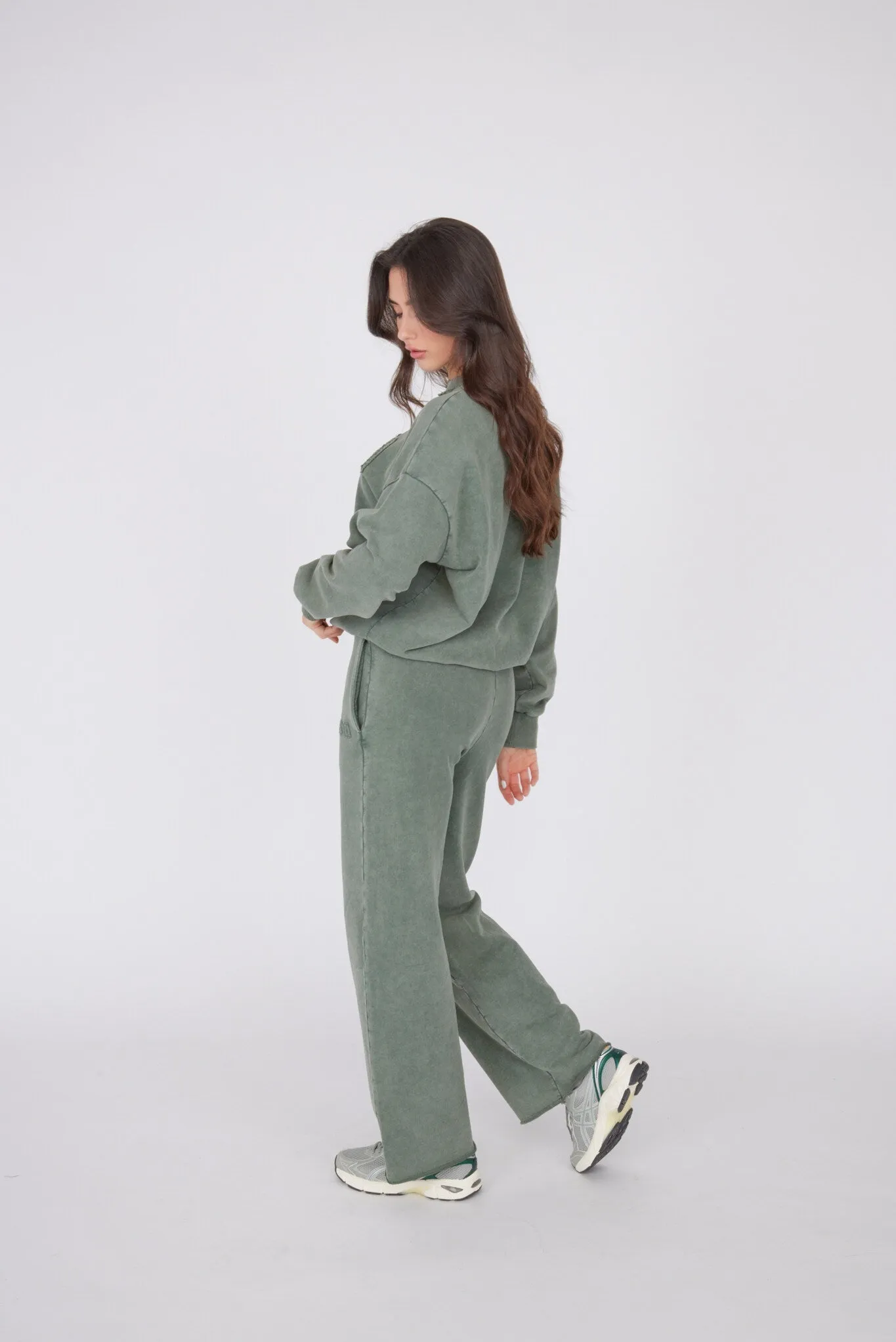 Vintage Wide Leg Sweatpants - Khaki