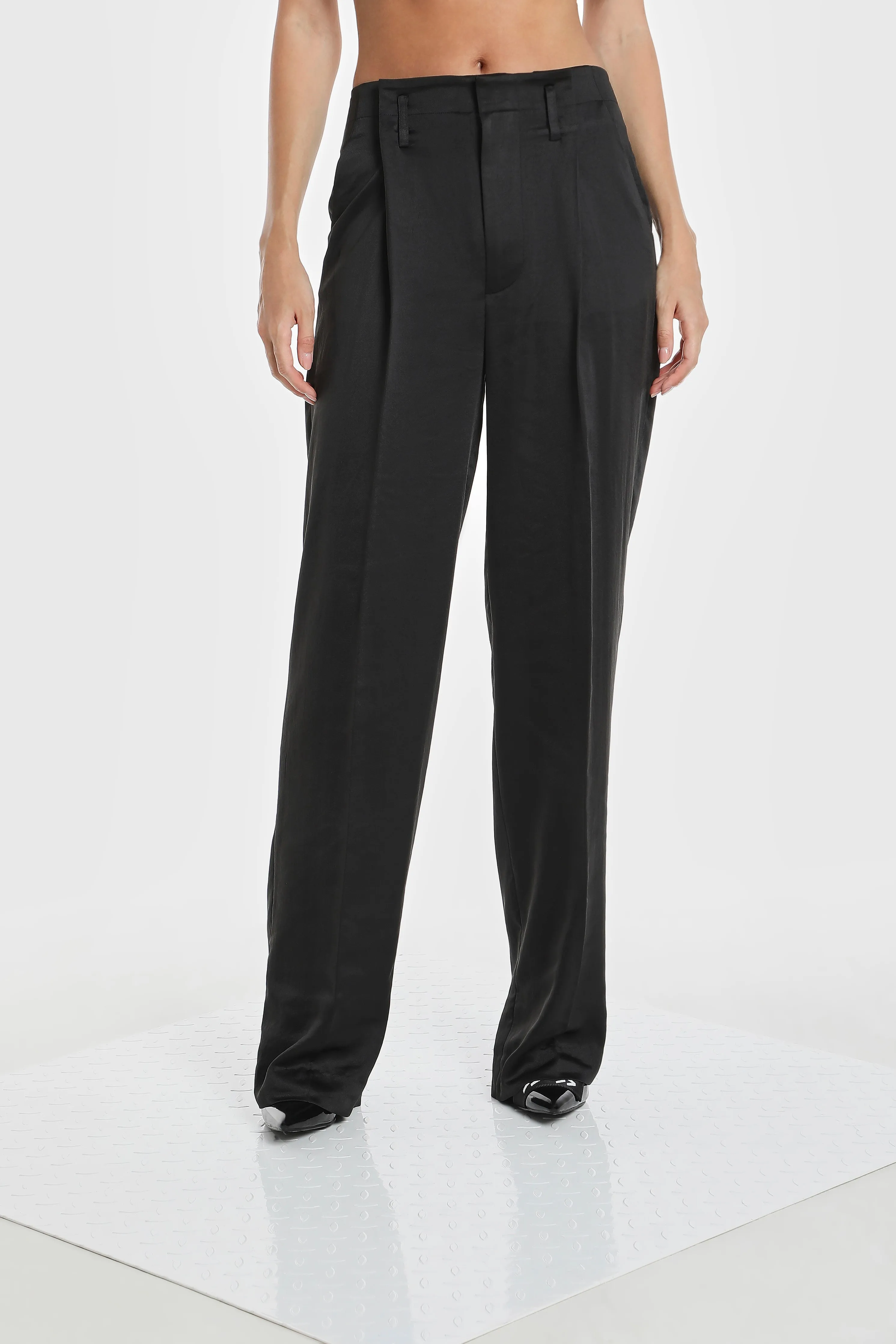 WAIST FOLD SILK PANTS