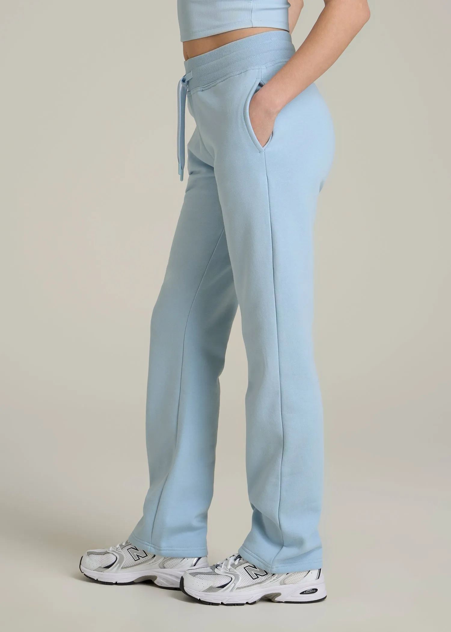 Wearever Fleece Open-Bottom Sweatpants for Tall Women in Ice Blue